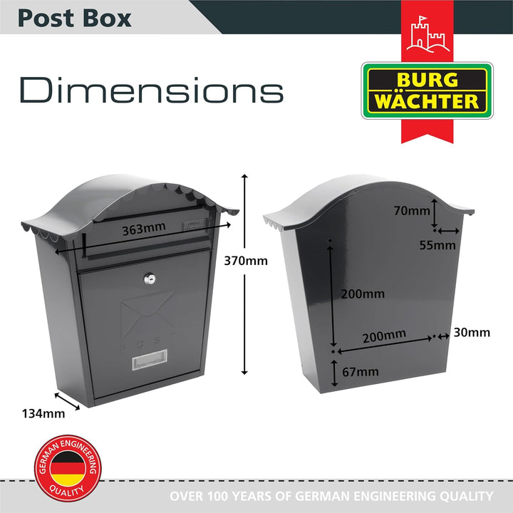 Burg-Wachter Anthrazit Klassischer Briefkasten MB01A, 36x37x13cm, Anthrazit