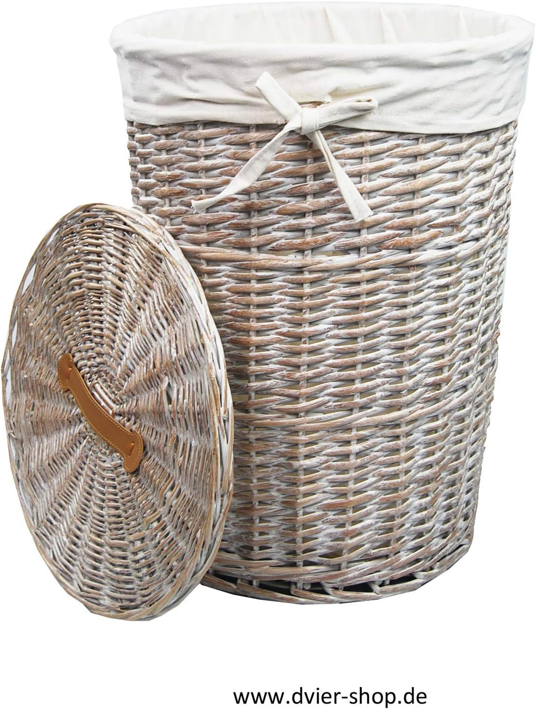 D Vier Wäschekorb weide wasch weiss rund beige D.39 H.55