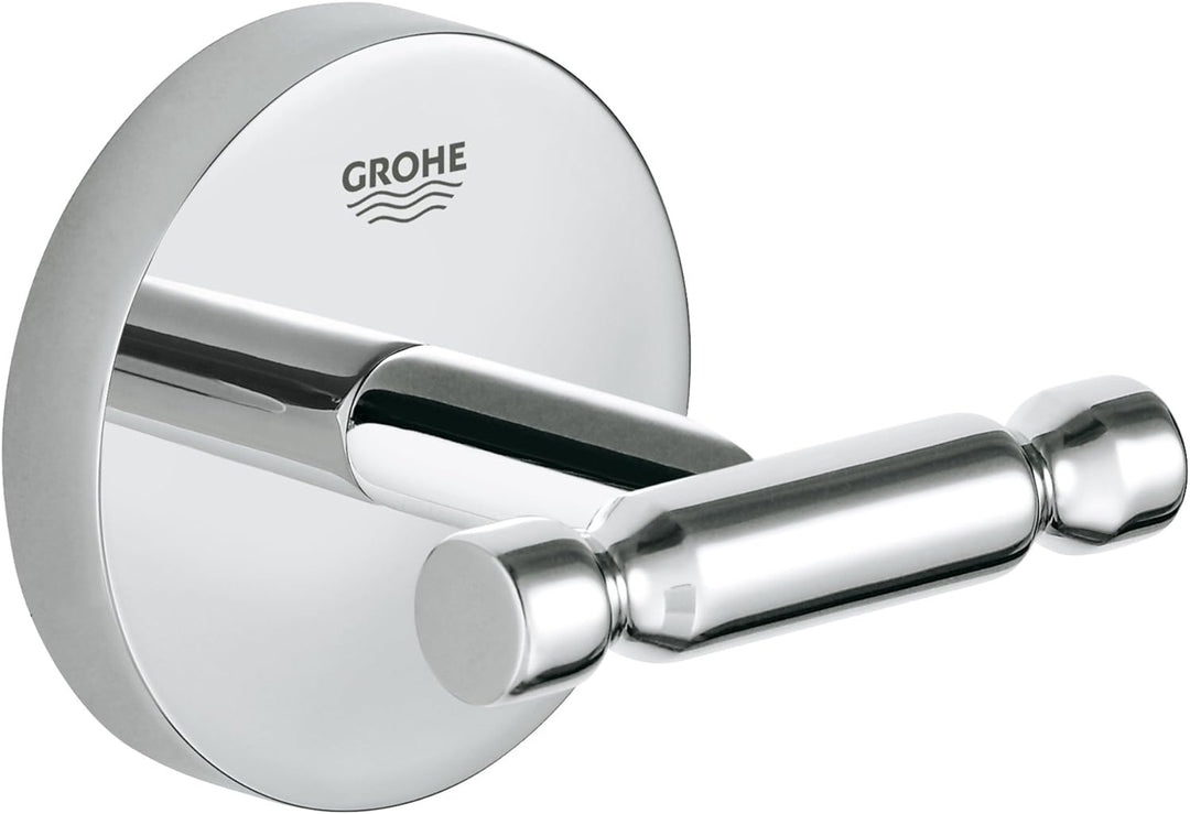 Grohe Bau Cosmopolitan - Bademantelhaken, chrom, 40461001 & Essentials - WC-Papierhalter (Material: