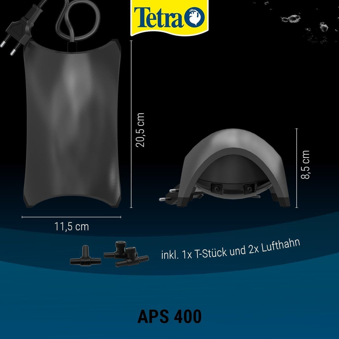 Tetra APS 400 Aquarium Luftpumpe - leise Membran-Pumpe für Aquarien von 250-600 L, schwarz Schwarz A