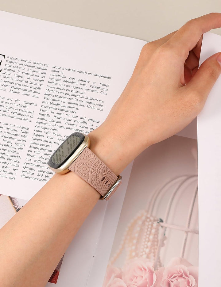 TOYOUTHS 2 Stück Floral Gravierte Armband kompatibel mit Fitbit Versa 4/Versa 3/Sense 2/Sense Armban