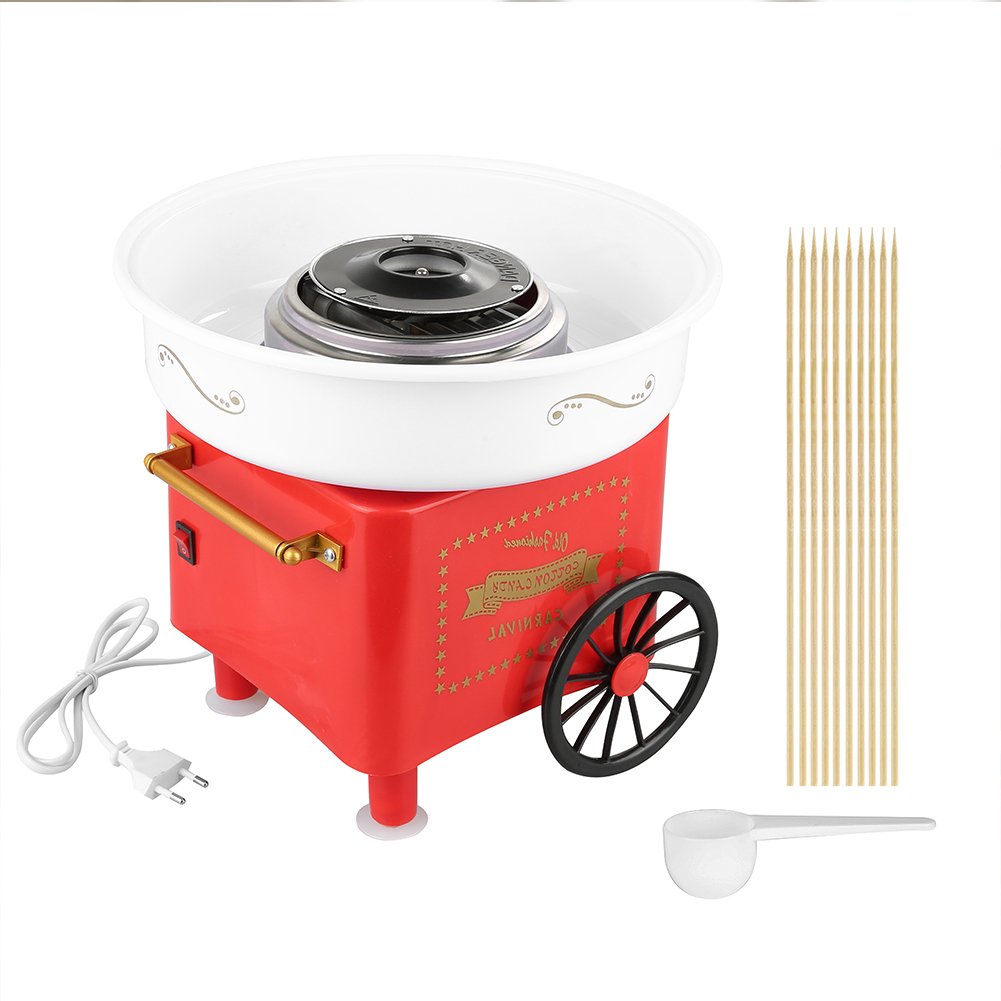 Zuckerwattemaschine, Cotton Candy Maschine, Bonbonmaschine aus Baumwolle, mit 10 Stäbchen &amp; Messlöff