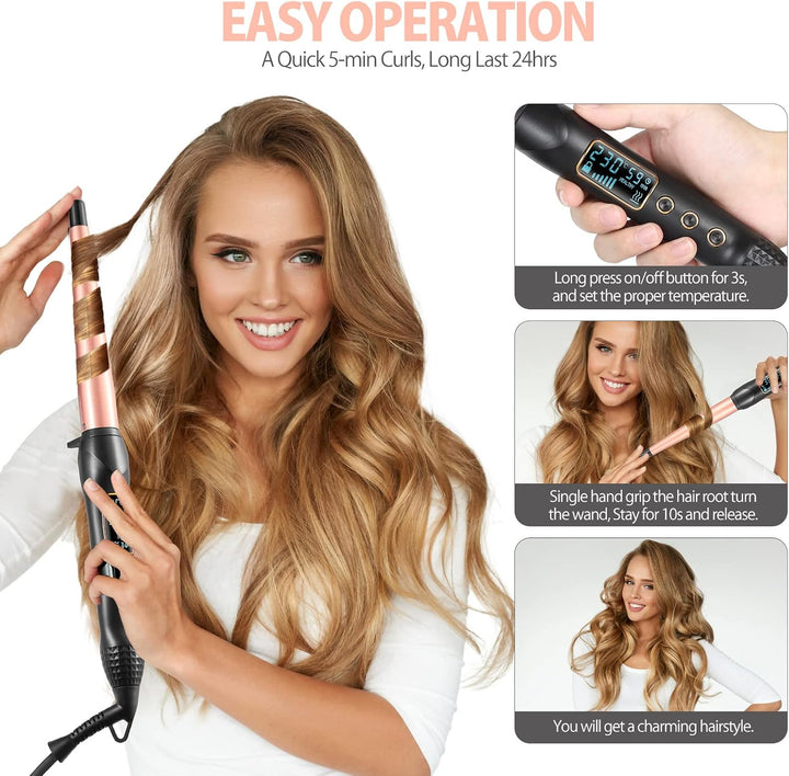 Lockenstab Kleine Locken - Haglater Professional LCD-Display Lockenwickler 80-230℃, Keramischer Lock