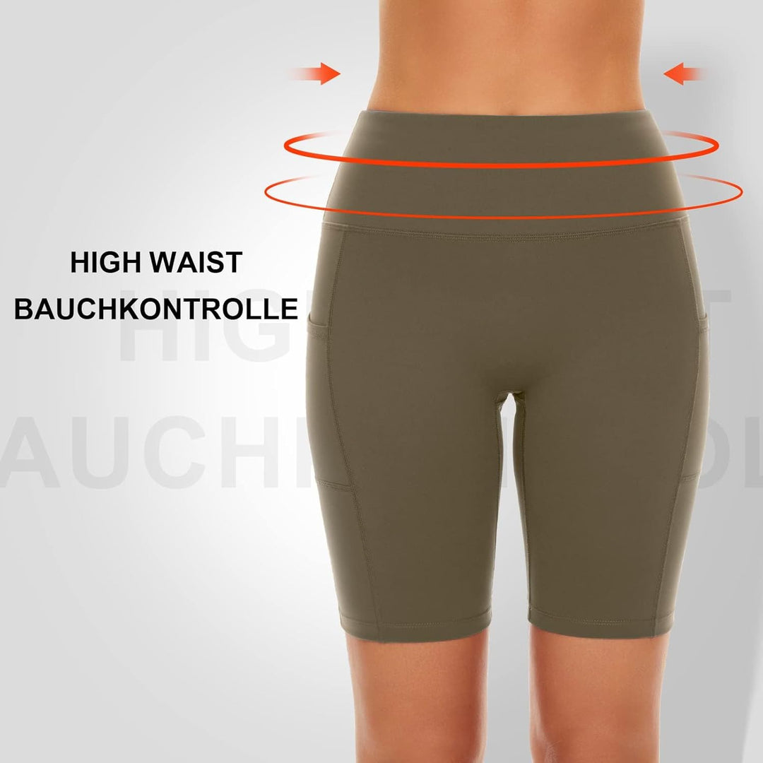SIMIYA Radlerhose Damen, Kurze Leggings mit Handytasche Blickdichte High Waist Sporthose Damen Kurz,