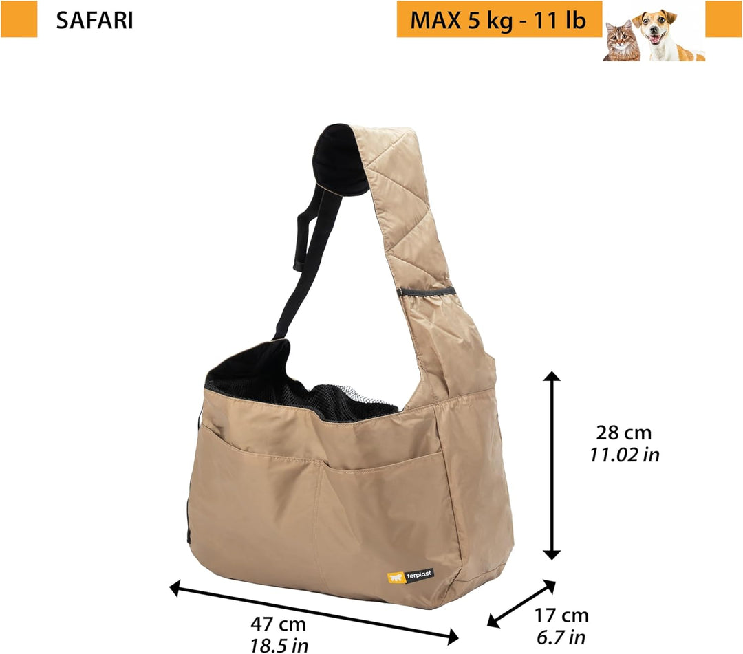 Ferplast Hundetasche Safari, Tansportbox Katze, Hundebox, Verstellbarer Schultergurt, Sicherheitsgur