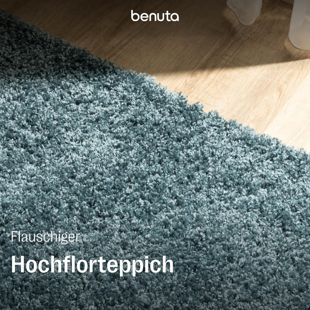 benuta Basic Hochflorteppich Soho - Kunstfaser - Rechteckig & im Style: Uni - Pflegeleicht für Wohnz