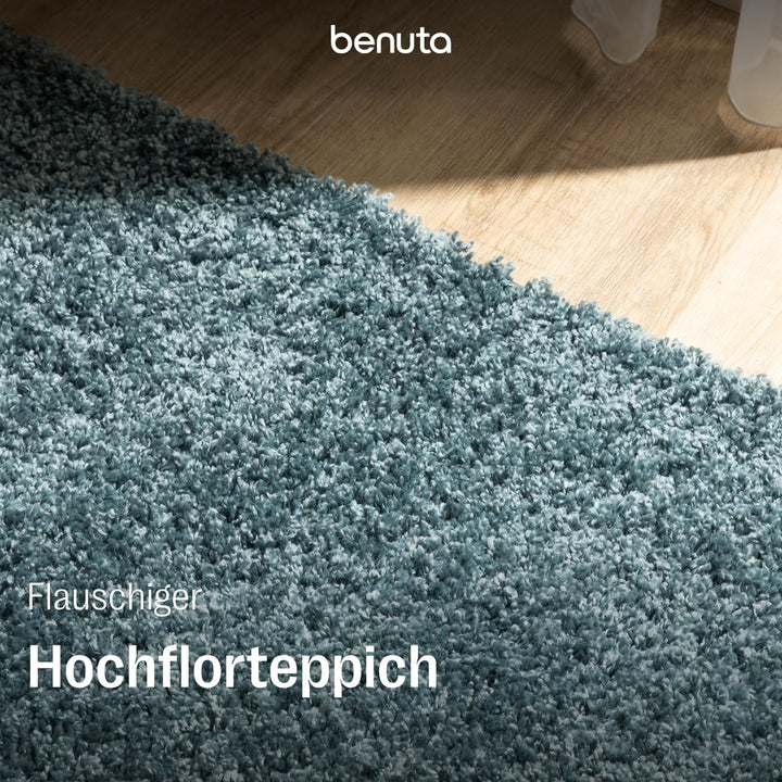 benuta Basic Hochflorteppich Soho - Kunstfaser - Rechteckig & im Style: Uni - Pflegeleicht für Wohnz