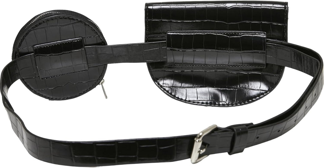 Urban Classics Unisex Croco Synthetic Leather Double Beltbag Schwarz Einheitsgrösse, Schwarz Einheit