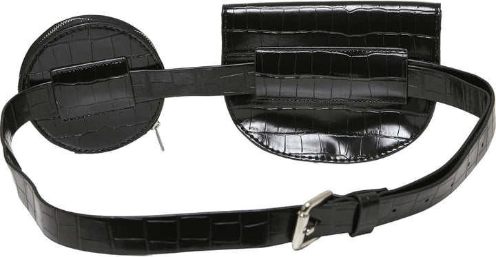 Urban Classics Unisex Croco Synthetic Leather Double Beltbag Schwarz Einheitsgrösse, Schwarz Einheit