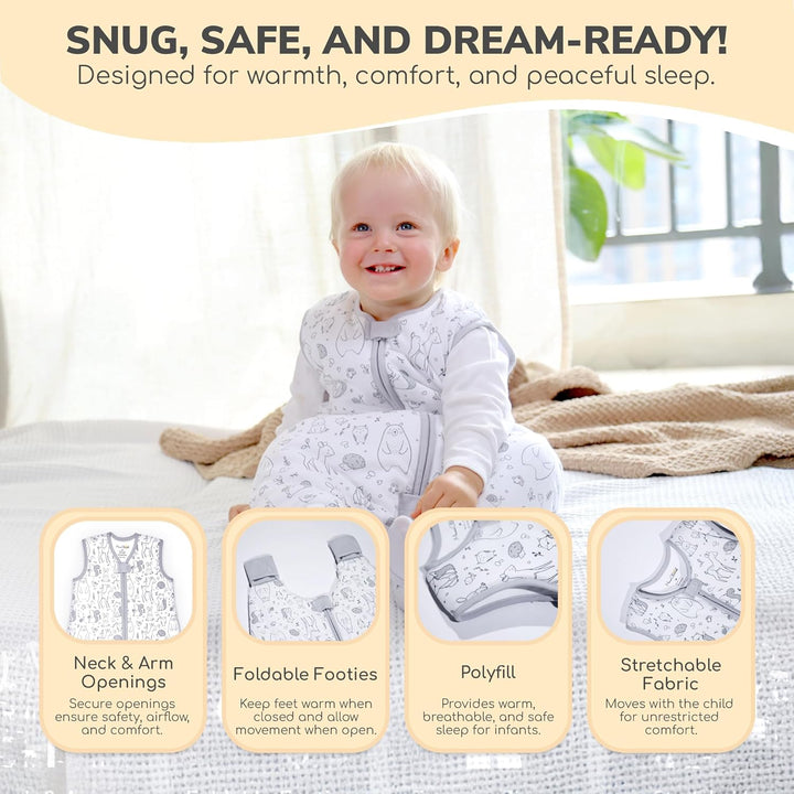 Mama Cheetah Kleinkind-Schlafsack mit Füssen, 4T-5T, 2,5 Tog, Bio-Baumwolle, Baby-Schlafsack mit Bei