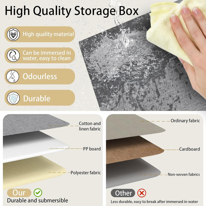 Yawinhe 3 Stück Aufbewahrungsbox aus Stoff, Faltbare Aufbewahrungskörben mit Griffen, Waschbare, für