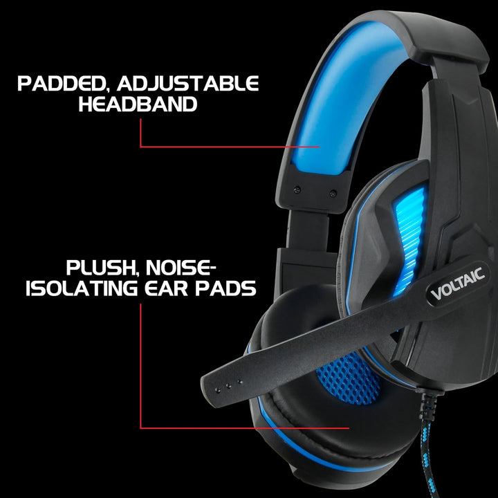 Enhance Gaming-Headset für PS4 mit 7.1-Surround-Sound – Voltaic PRO Esports-Computerkopfhörer mit Mi