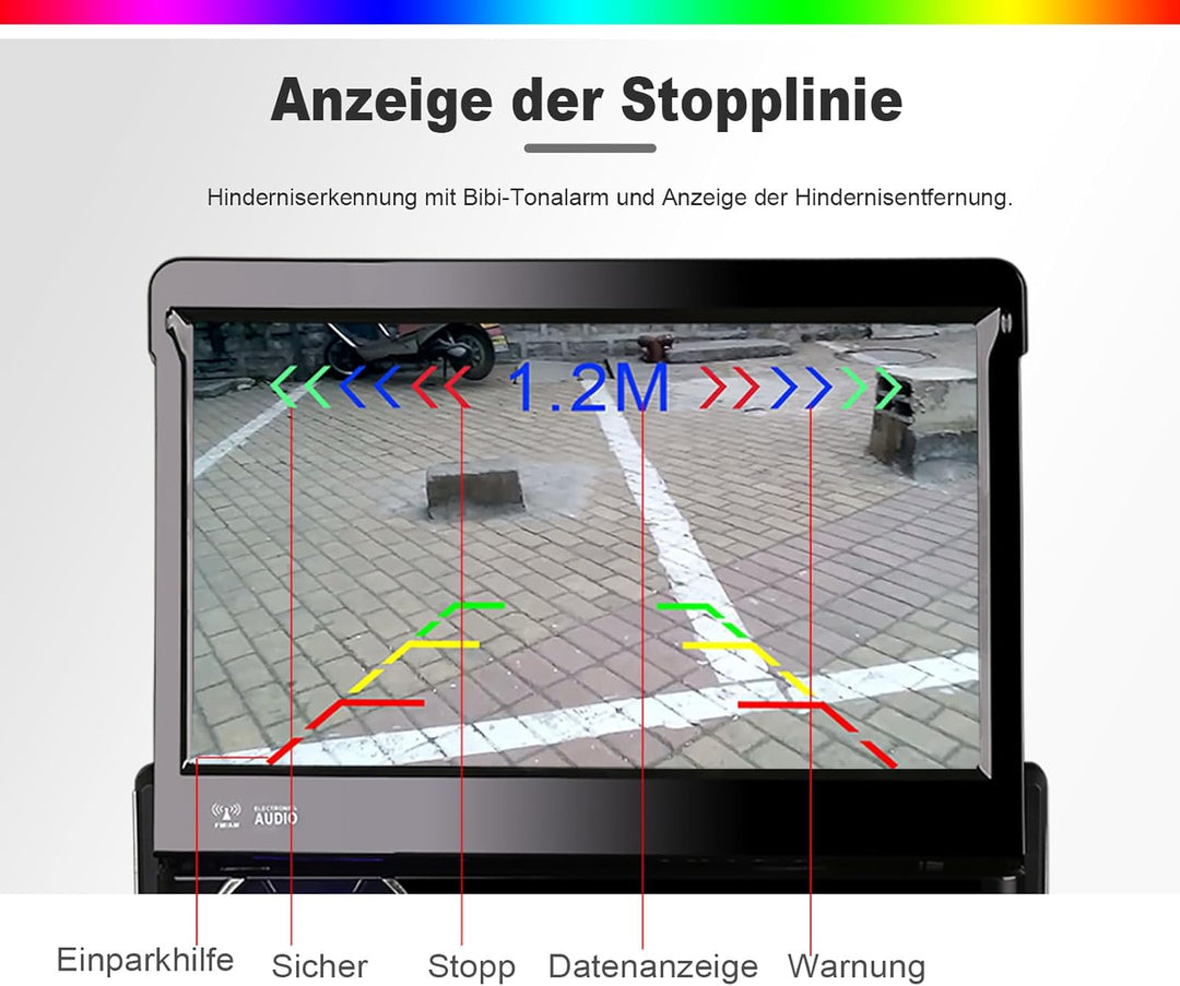 ERISIN AHD 1080P Rückfahrkamera mit Parksensor, Rückfahrkamera-Assistent für Autos, 150-Grad-Blickwi