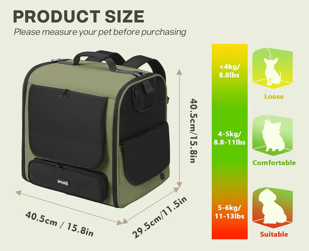 pecute Grosse Katzen Rucksack Tragetasche für Katzen & kleine Hunde, Belüfteter & robuster Haustier