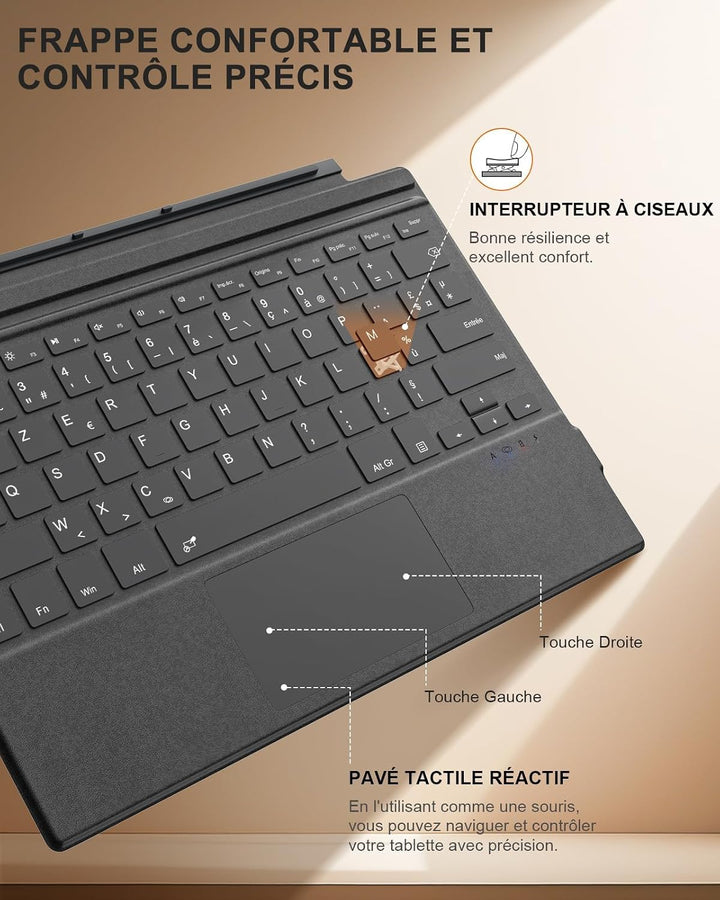 MoKo Französische Tastatur Kompatibel mit Microsoft Surface Pro 7 Plus/Pro 7/Pro 6/Pro 5/Pro 4/3, AZ