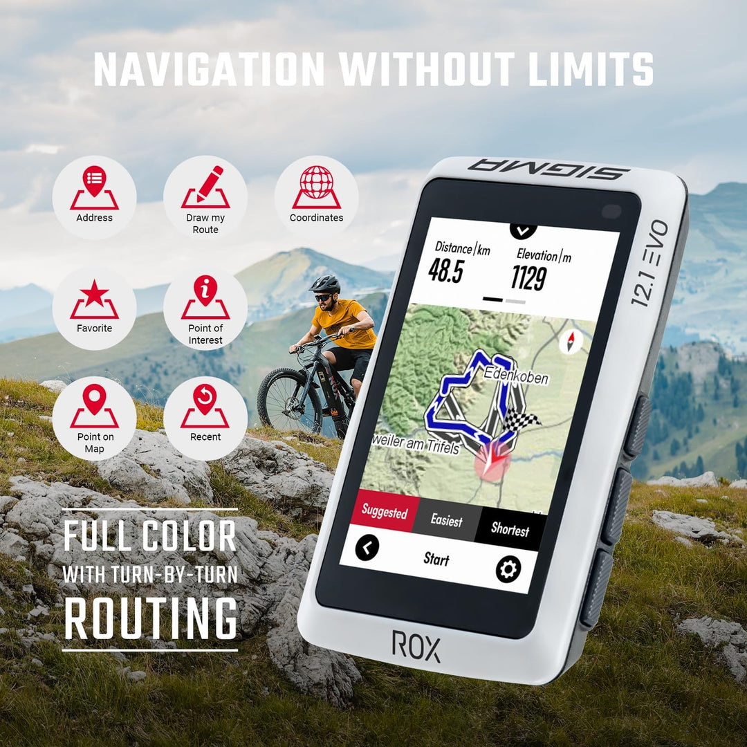 Sigma ROX 12.1 EVO Basic Set - White Fahrrad-Navi Fahrrad Europa Bluetooth, GPS, GLONASS Variante 2