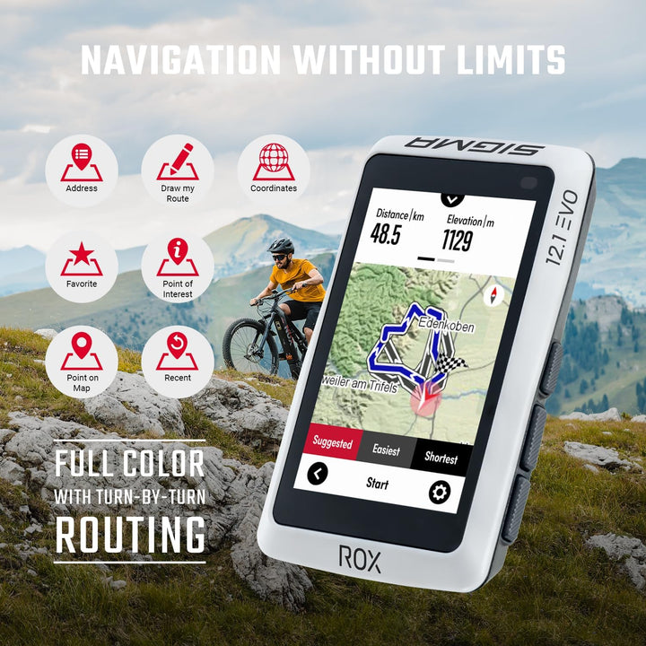 Sigma ROX 12.1 EVO Basic Set - White Fahrrad-Navi Fahrrad Europa Bluetooth, GPS, GLONASS Variante 2