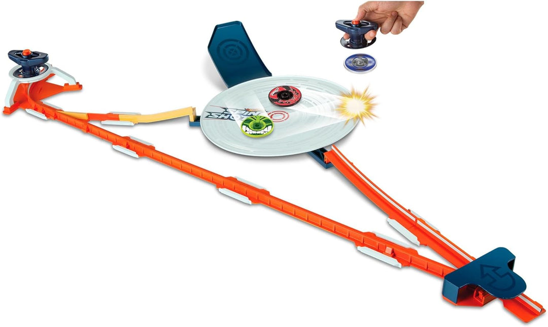 Hot Wheels Mattel Y0097 Spinshotz Super Wettkampf-Arena, mit viel Zubehör und 1 Disc
