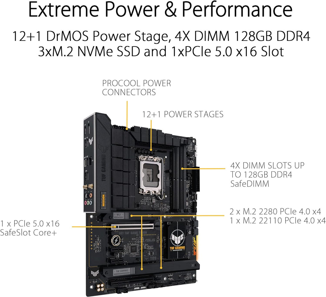 ASUS TUF GAMING B760-PLUS WIFI D4 Mainboard Sockel Intel LGA 1700 (Intel B760, ATX, DDR4 Speicher, P