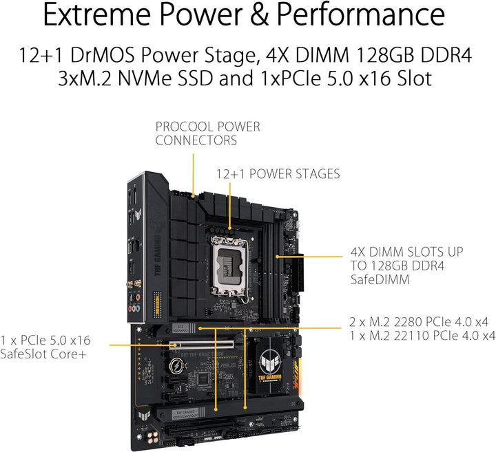 ASUS TUF GAMING B760-PLUS WIFI D4 Mainboard Sockel Intel LGA 1700 (Intel B760, ATX, DDR4 Speicher, P