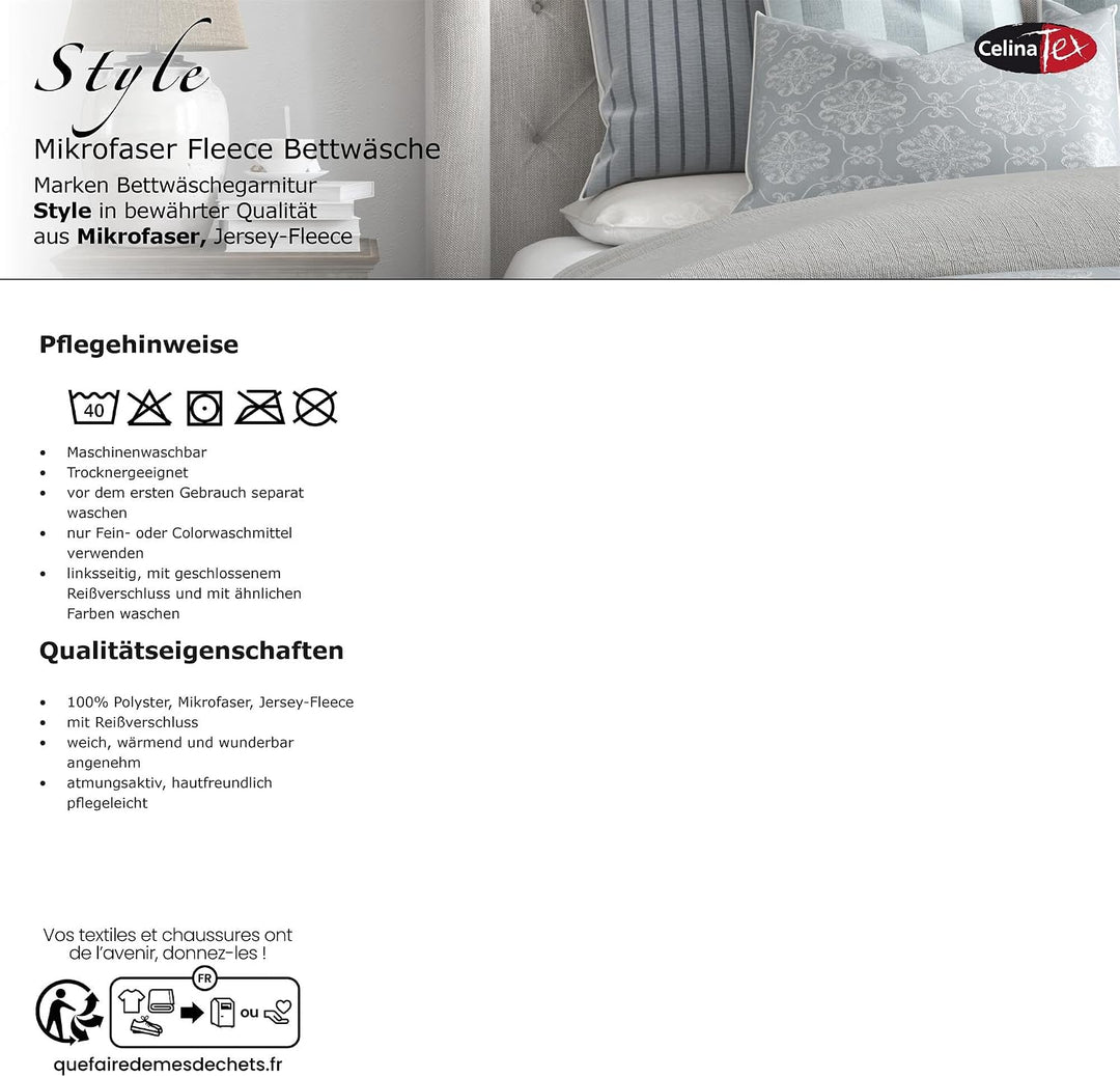 CelinaTex Style Bettwäsche 200 x 200 cm 3teilig Mikrofaser Fleece Bettbezug Daniela Streifen schwarz