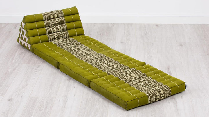 livasia Thaikissen 3 Auflagen extrahoch - 185x55x8cm - Dreieckskissen mit Klappmatratze, Kapok, Jumb