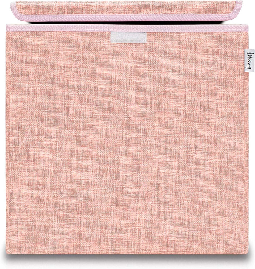 LIFENEY Aufbewahrungsbox mit Deckel im 3er Set Beige, Grau und Rosa I Dreierpack Spielzeugbox passen