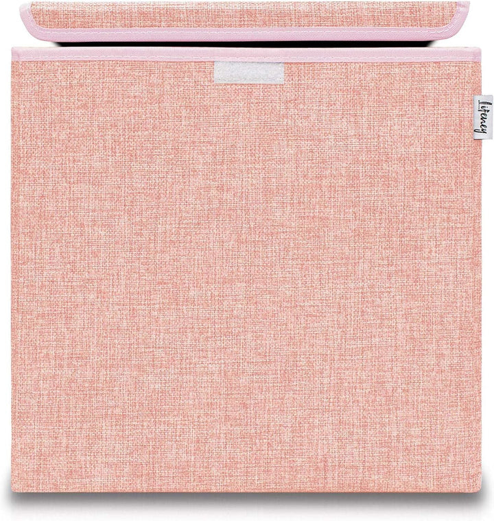 LIFENEY Aufbewahrungsbox mit Deckel im 3er Set Beige, Grau und Rosa I Dreierpack Spielzeugbox passen