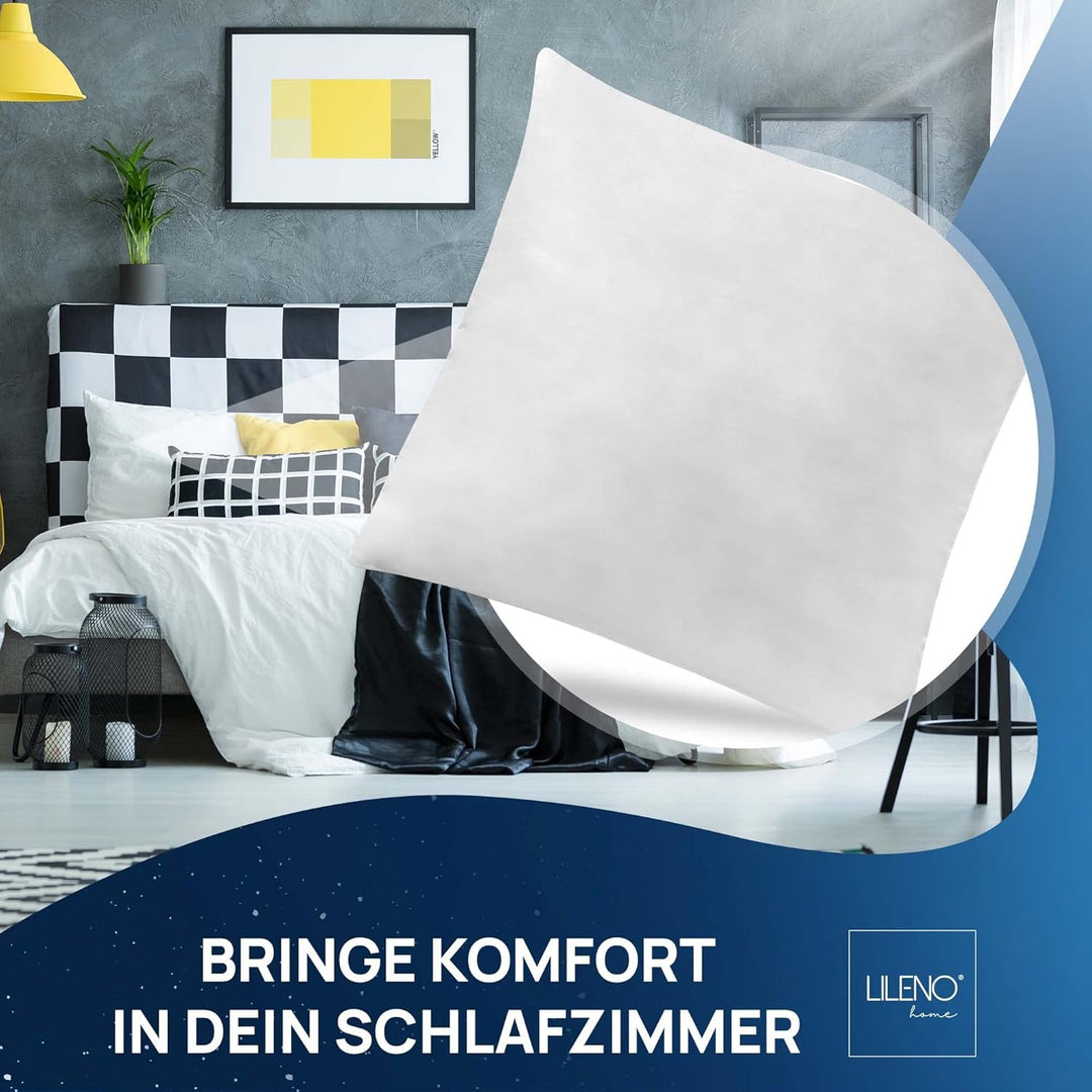 LILENO HOME Federkissen 80x80 cm [2er Set] - Kissen 80 x 80 cm aus Federn als Kopfkissen, Schlafkiss