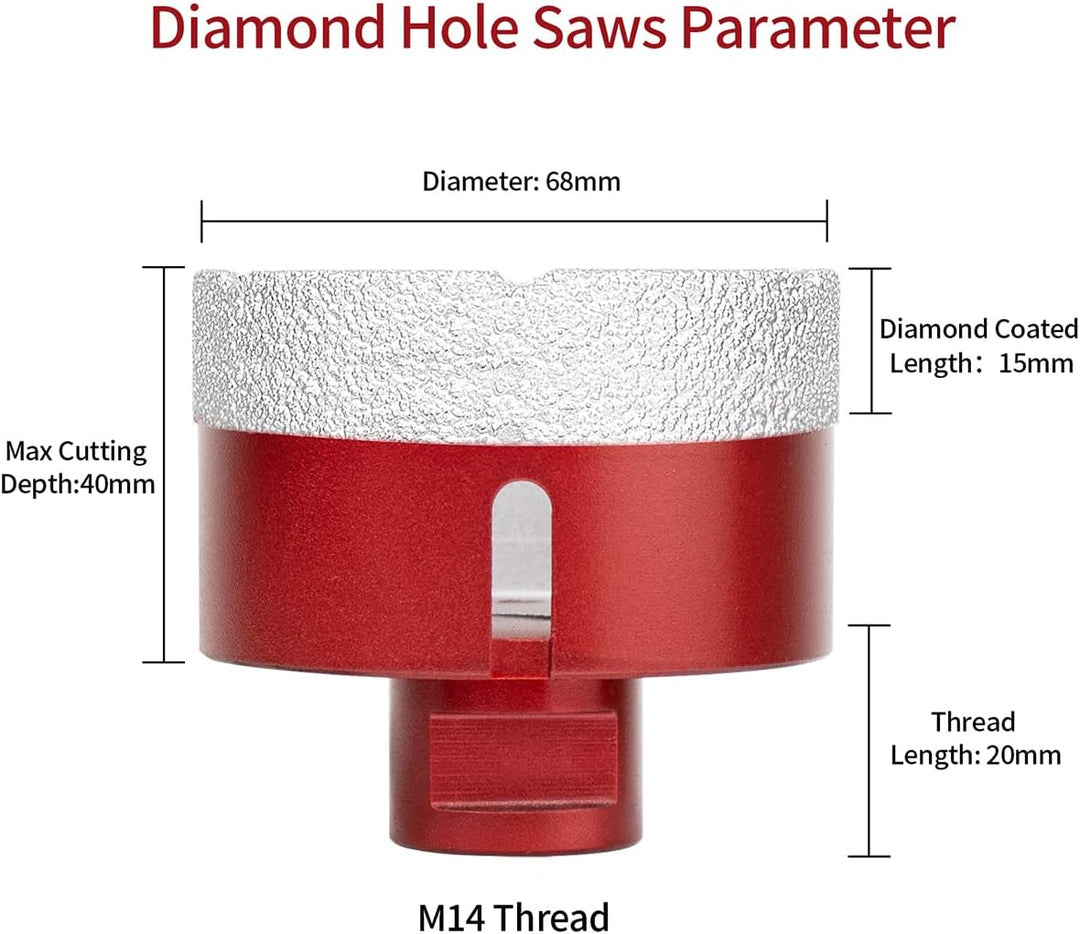 Meccion Diamant Lochsäge Bohrkrone M14 Winkelschleifer Diamantbohrkrone für Fliesen/Granit/Marmor/Po