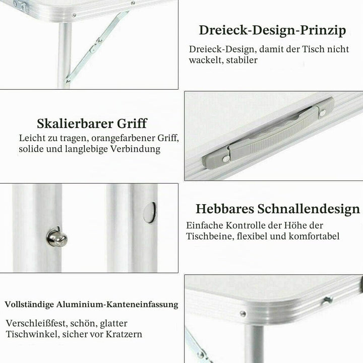 Heavy Duty Klapptisch 90cm/3ft Einstellbare Höhe Picknick Tisch Tragbarer Outdoor Camping Tisch für