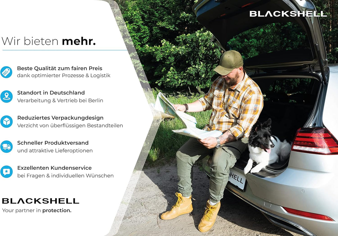Blackshell® Ladekantenschutz Folie passend für VW Touran | Typ 5T | Bj. ab 2015 Carbon Matt - passge