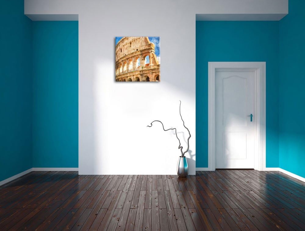 Pixxprint Kolosseum in Rom Pinsel Effekt, Format: 70x70 auf Leinwand, 70x70