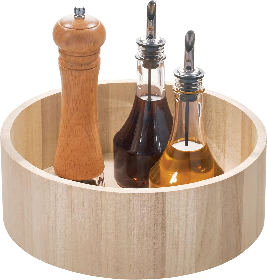 iDesign drehbarer Küchenschrank Organizer mit hohem Rand, Gewürzkarussell aus Paulownia-Holz für Reg