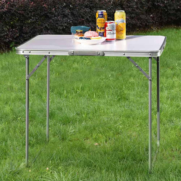 BAKAJI Campingtisch Picknick, weiss, Gestell aus Aluminium, zusammenklappbares System mit Tragegriff