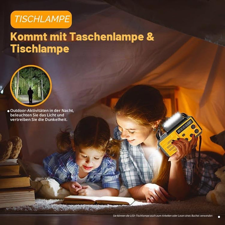 Solar Kurbelradio AM/FM Solar Radio Tragbar Notfallradio mit 8000mAh Wiederaufladbare Batterie, Led