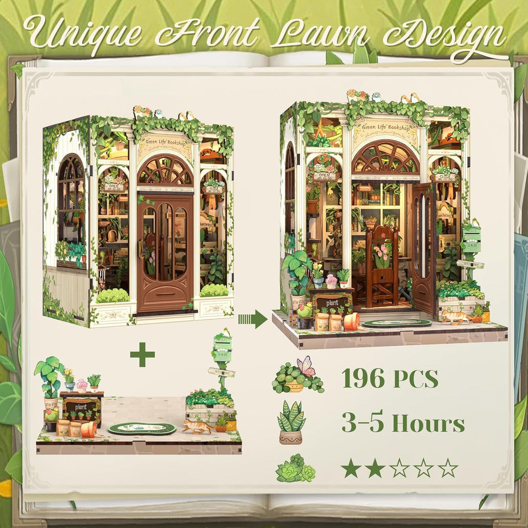 CUTEBEE Book Nook Kit – DIY Puppenhaus Häuser, Miniatur Haus Selber Bauen für Erwachsene, 3D-Holzpuz