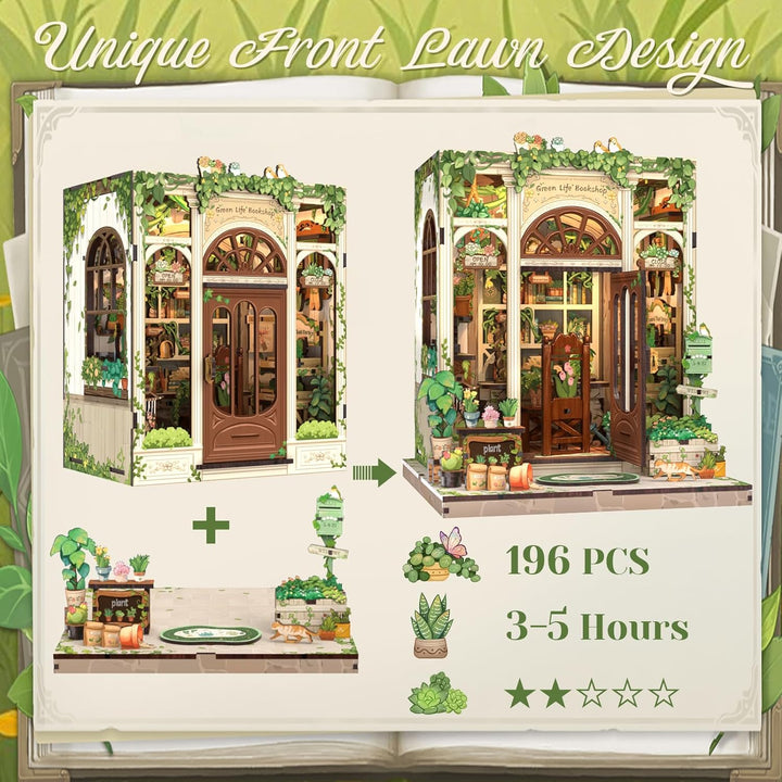CUTEBEE Book Nook Kit – DIY Puppenhaus Häuser, Miniatur Haus Selber Bauen für Erwachsene, 3D-Holzpuz