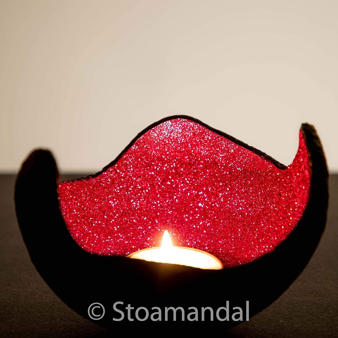 Lichtschale - Glitter - pink- S (15 cm) - Beton schwarz - grau - Unikat handmade - Geburtstagsgesche