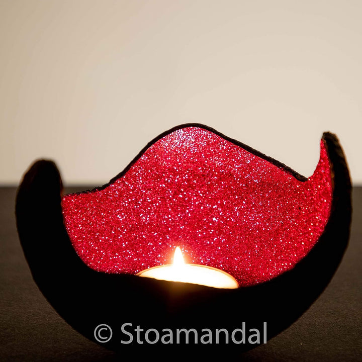 Lichtschale - Glitter - pink- S (15 cm) - Beton schwarz - grau - Unikat handmade - Geburtstagsgesche