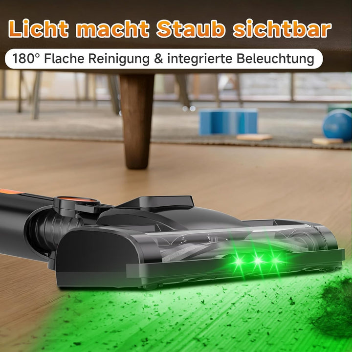 Hearten Akku Staubsauger Kabellos mit LED Display, Leise, 3 Betriebsarten, Kabelloser Staubsauger mi