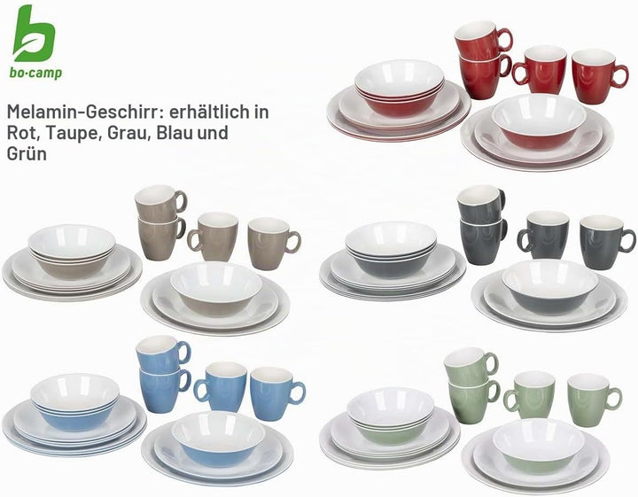 Bo-Camp - Geschirrset - 100% Melamin - 16-teilig - Grau