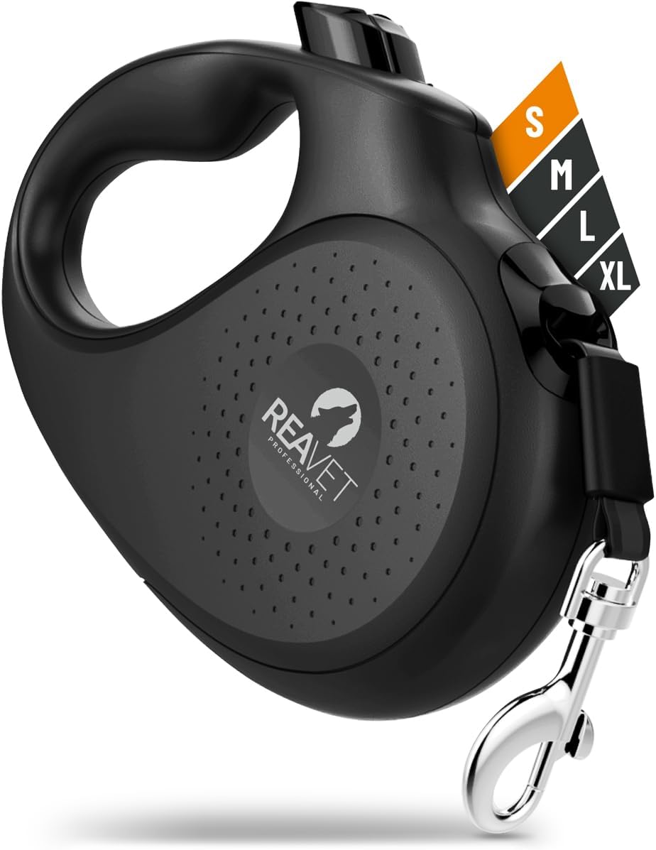 ReaVET Rollleine Hundeleine ausziehbar 5m für kleine Hunde (S) I Ergonomischer & Rutschfester Griff