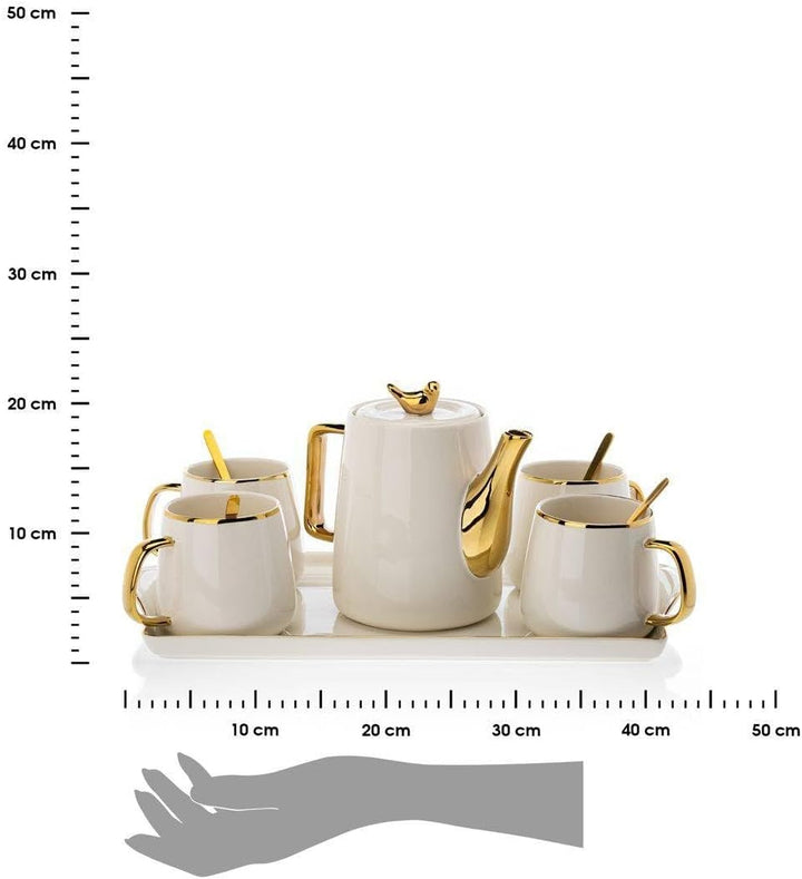 HowHomely Kaffeeservice Porzellan Teeservice 10 Stück - Tee Services Set Kaffeegeschirr für 4 Person