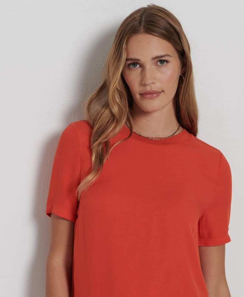 Superdry Damen Studios Woven S/S Top Shirt S Pureed Pumpkin, S Pureed Pumpkin