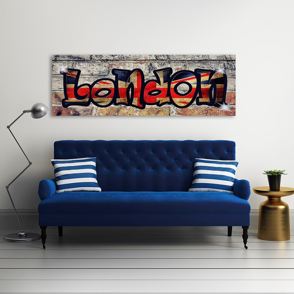 Feeby Frames, Leinwandbild, Bilder, Wand Bild, Wandbilder, Kunstdruck 30x90cm, LONDON, MAUER, WAND,