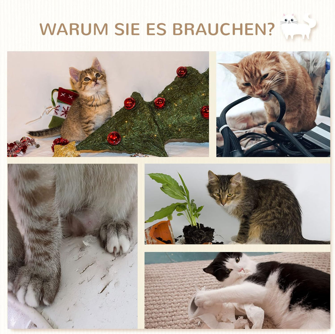 PawHut Kletterwand Katzen 4-teilig Katzen Kletterwand Set mit Sprungturm, 3 Kratzbäume, Kratzbaum mi