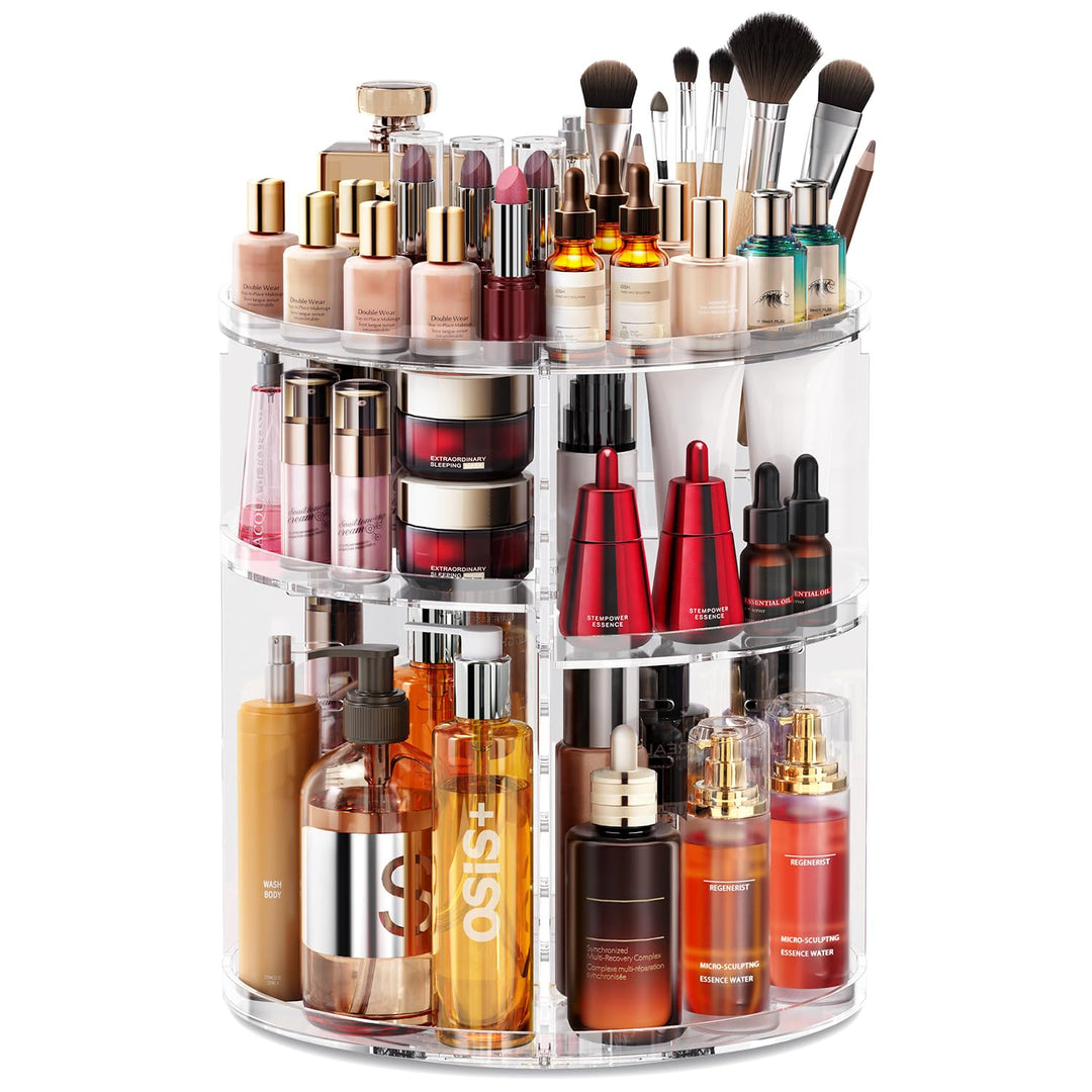 Auxmir Schminktisch Organizer mit 9 Einstellbaren Stufen, Make Up Organizer 360° Drehbar, Extra Grös