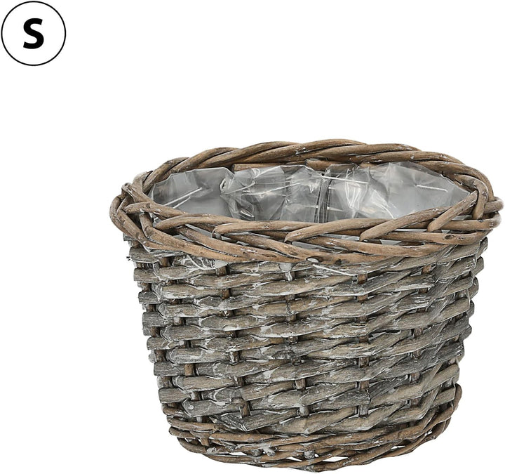 Cepewa Pflanzkorb 5er Set │ Kunstofffolien-Inlay Rattan 5 Grössen│ Übertopf Körbe Korbset Pflanztopf