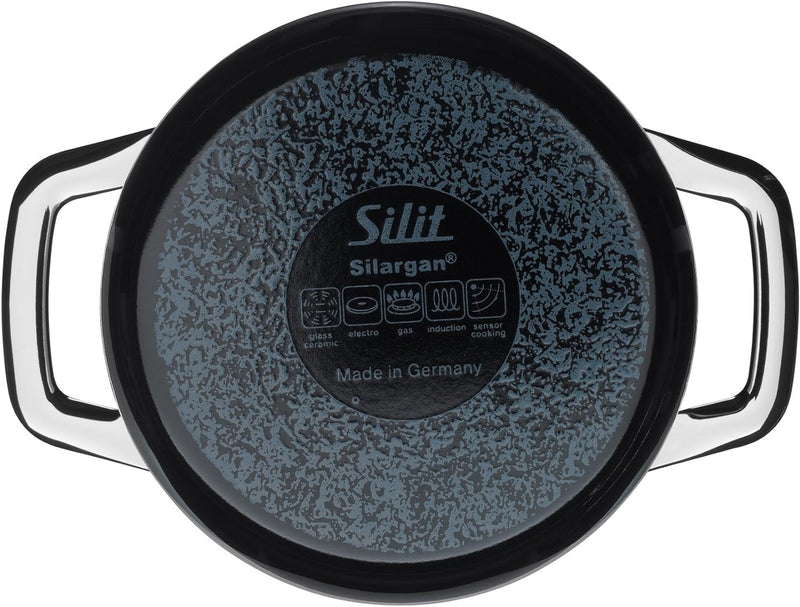 Silit Zeno Black Kochtopf gross 24cm, Metalldeckel, Fleischtopf Induktion 6,4l, Silargan Funktionske